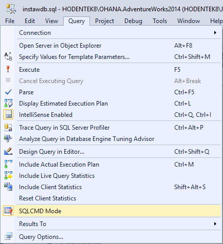 HodentekMSSS: Install AdventureWorks2014 OLTP DB Sample on SQL Server 2016