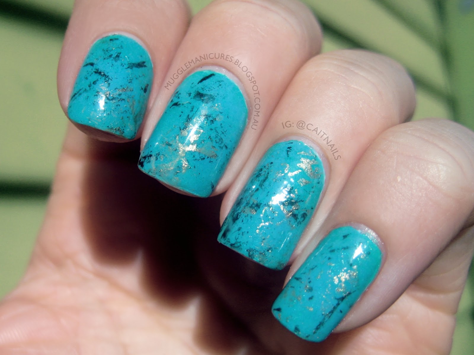 4. Brown and Turquoise Glitter Nails - wide 9