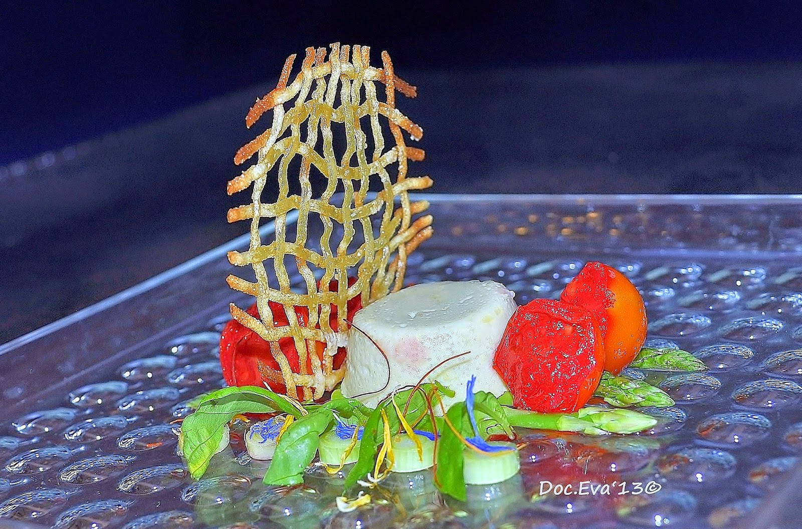 Spargel Panna Cotta, Gewürztomaten, Spaghetti (tessuti fritti) 6