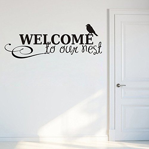 Decals Design 'Welcome to Our Nest' Wall Sticker (PVC Vinyl, 70 cm x 25 cm, Black)