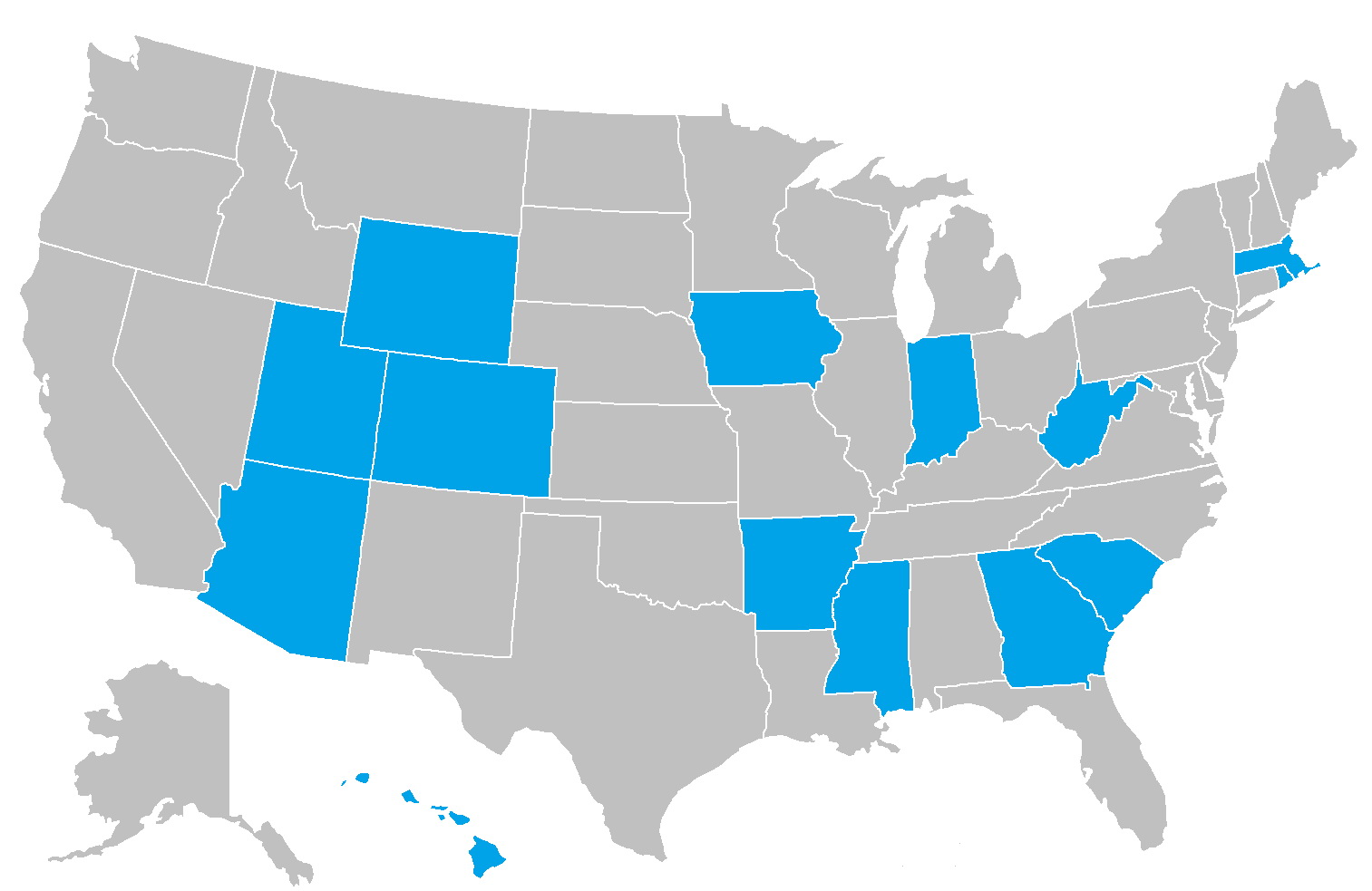 Map of US states whose capital is their largest city Map of US states whose capital is their largest city