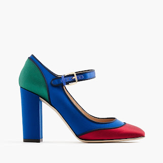 MARY JANE PUMPS IN COLORBLOCK SATIN