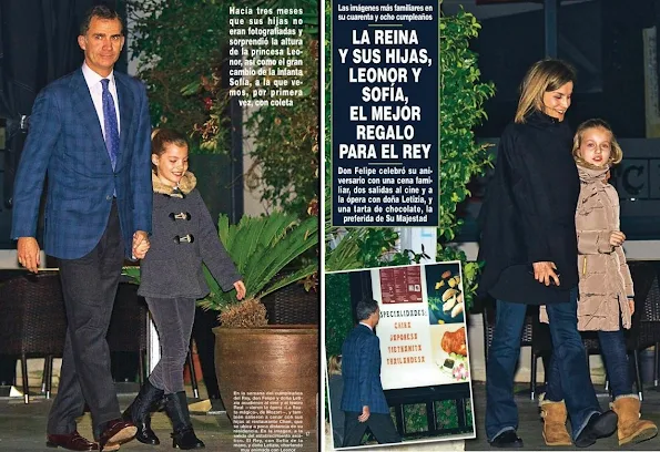 King Felipe of Spain, her wife Queen Letizia and their daughters Princess Leonor and Princess Sofia were photographed when they were getting out of a Chinese restaurant