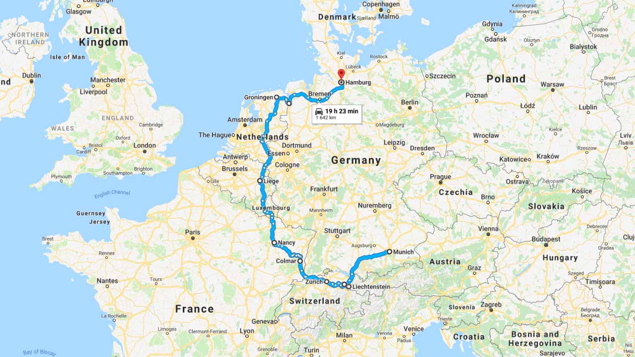 google maps map road trip reitti europe eurooppa