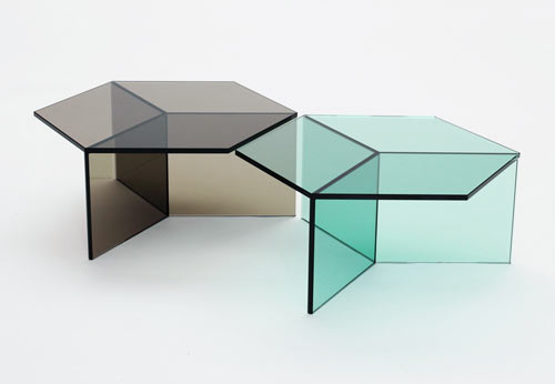 mesa de cristal o vidro de colores