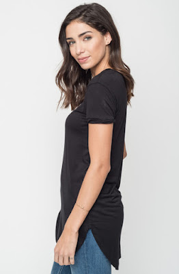 Buy Now Black Round Neck Tunic Tees Online $16 -@caralase.com