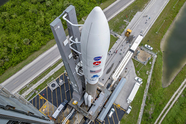 The Atlas V rocket carrying the Mars 2020 spacecraft rolls out from the VIF to the pad at Cape Canaveral Air Force Station's SLC-41 in Florida...on July 28, 2020. The Atlas V rocket carrying the Mars 2020 spacecraft rolls out from the VIF to the pad at Cape Canaveral Air Force Station's SLC-41 in Florida...on July 28, 2020.