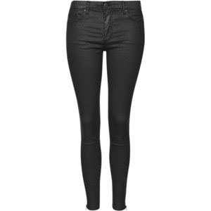 Topshop black zip ankle coated leigh jeans