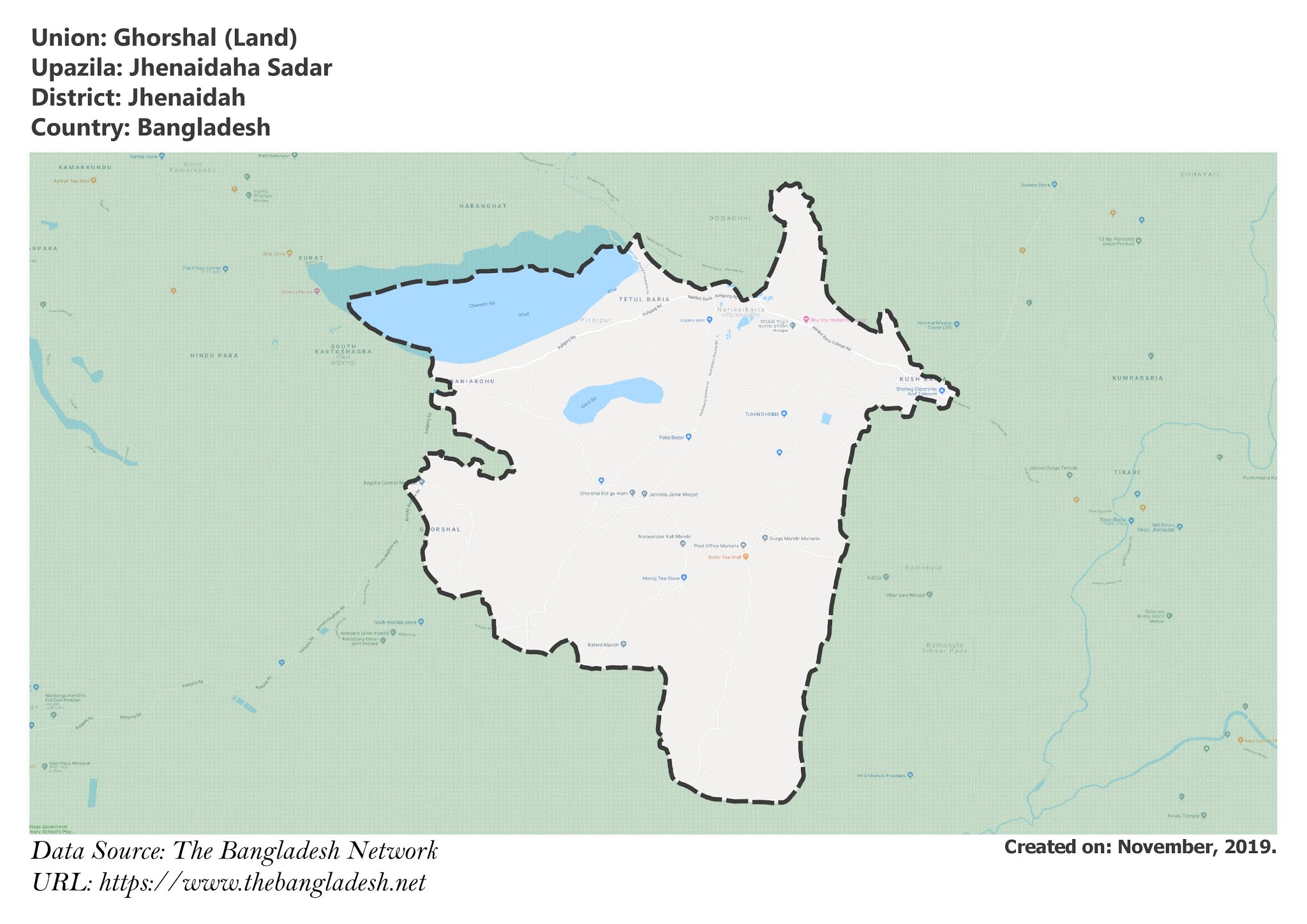 Map of Ghorshal of Jhenaidah, Bangladesh.