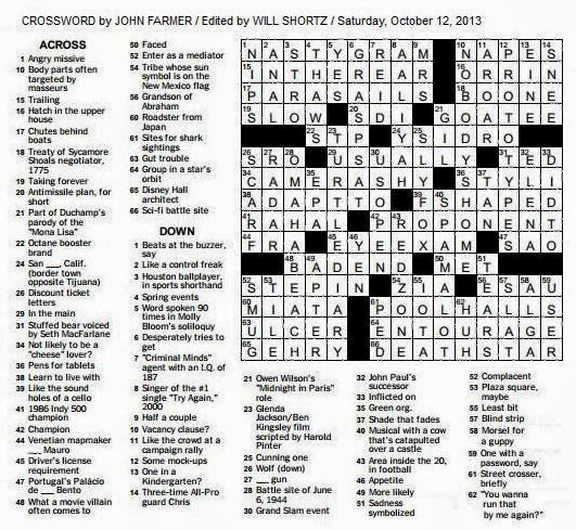 The New York Times Crossword in Gothic: 10 12 13 L H O O Q
