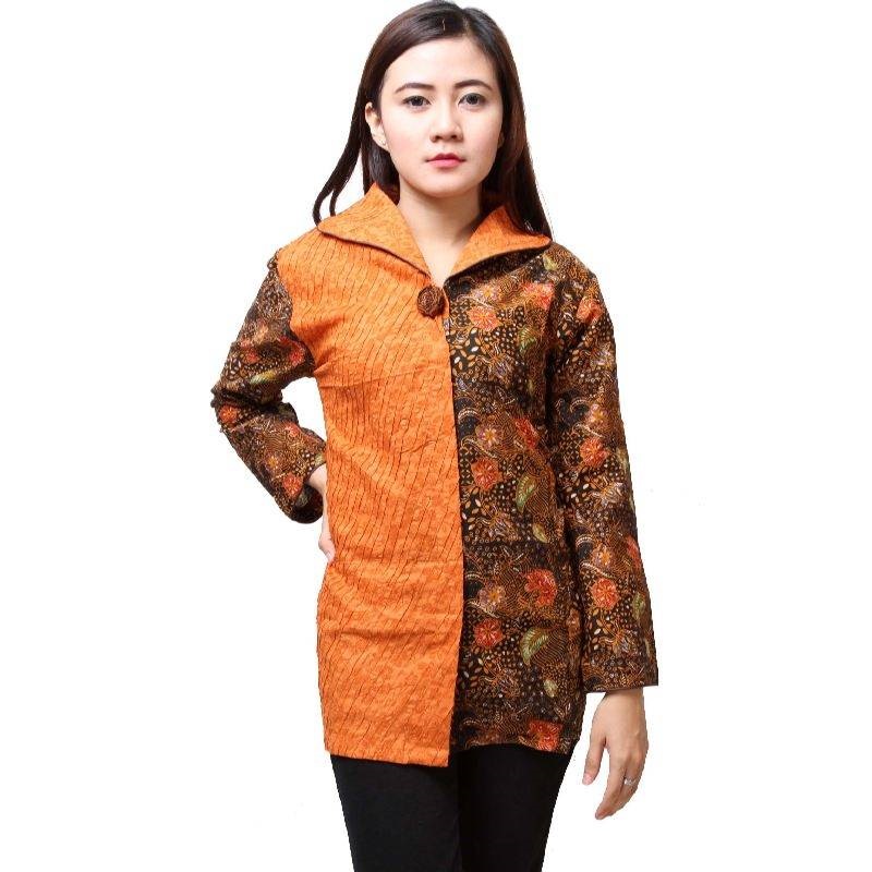 Info 54+ Model Baju Batik Wanita Kombinasi Kain Polos Lengan Panjang