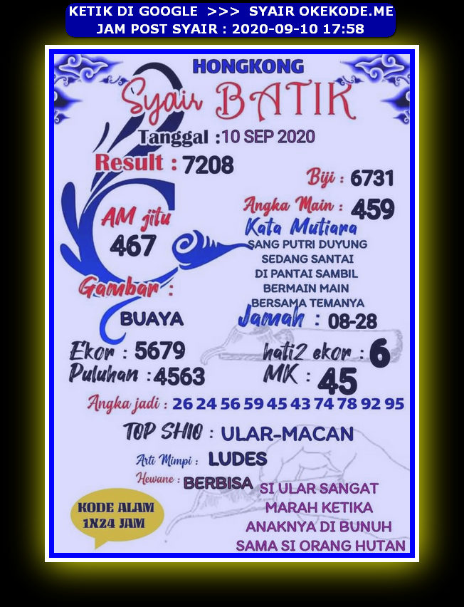 1 New Message Kode Syair Hongkong 10 September 2020 Forum Syair Togel Hongkong Singapura Sydney