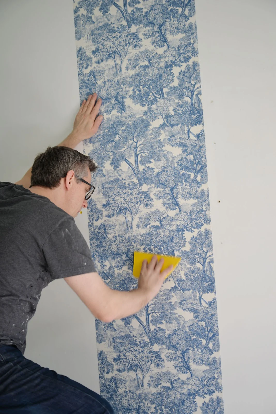 wallpaper installation | Brewster Home Fashions Blyth Blue Toile | ramblingrenovators.ca