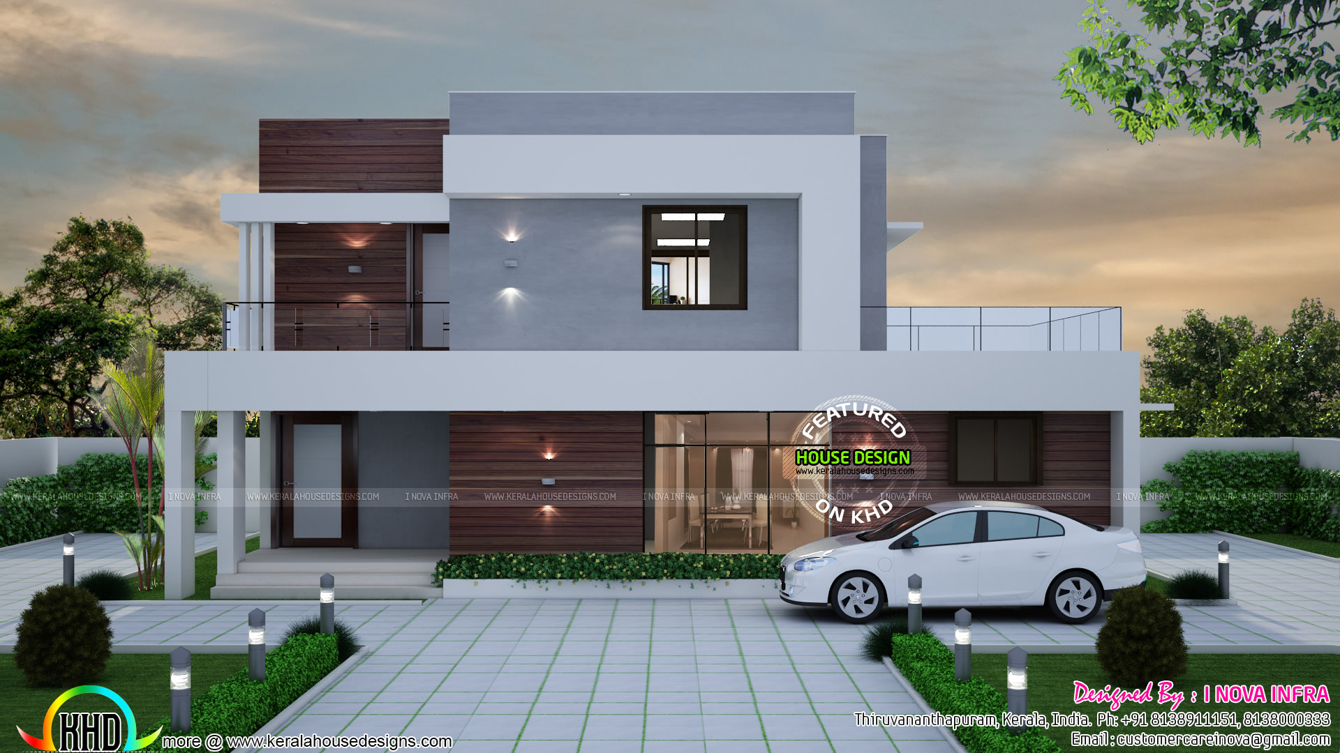 Contemporary 4 bedroom house architectutre - Kerala home design and