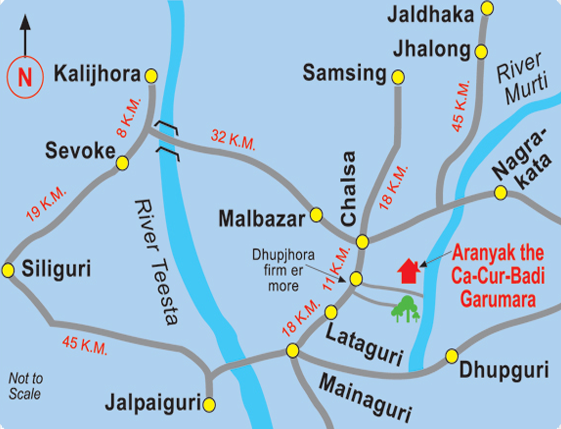 north bengal dooars tourist map