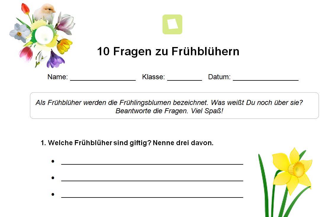 Schulerclub Dornbirn Biologie Kostenlose Arbeits Und Infoblatter Zu Den Fruhbluhern