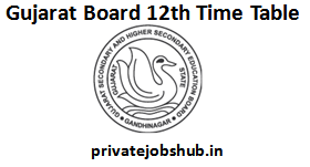Gujarat Board 12th Time Table Gujarat Board 12th Time Table