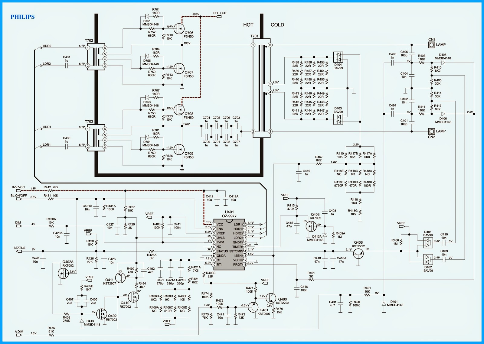 Electro help: PHILIPS 40PFL3606 - LCD TV - POWER SUPPLY SCHEMATIC