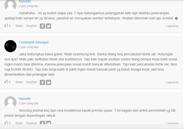 Komentar - Komentar Favorit, Gara-Gara Usul Denda Tilang Diganti Cabut Listrik dan Air