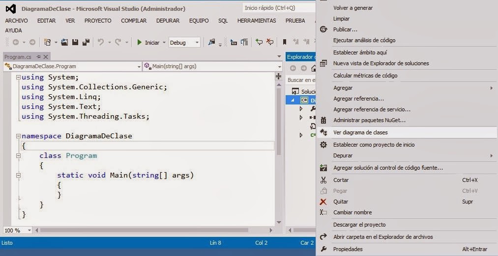 Globo tubo probabilidad Creación de Diagramas de Clases en Visual C# - Programación en Microsoft Visual  Studio .Net