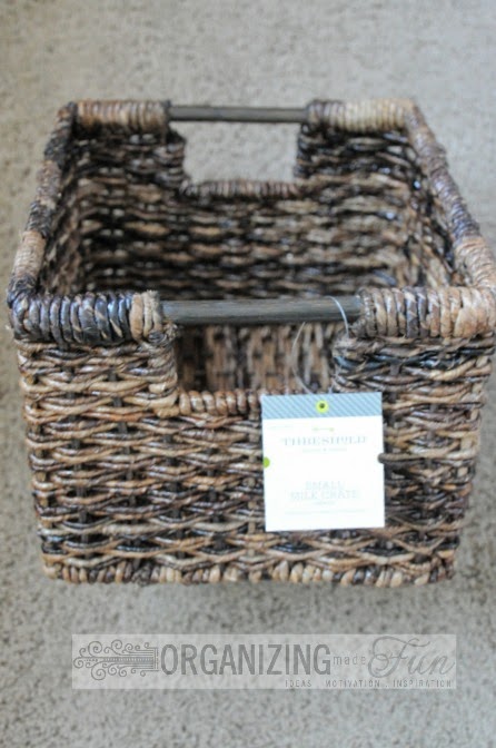 Small milk crate basket from Target :: OrganizingMadeFun.com