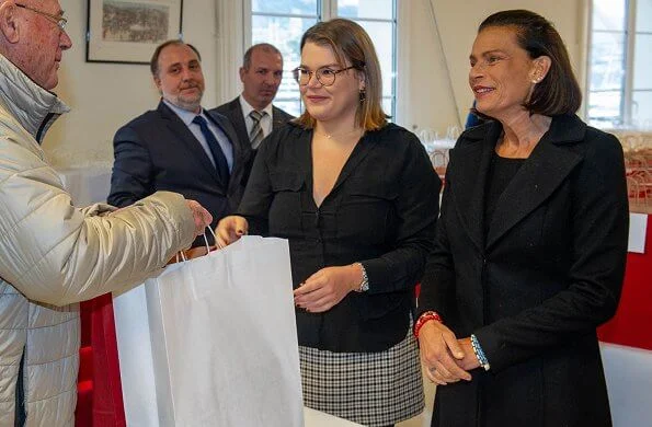 Princess Stephanie of Monaco and Camille Gottlieb visited elders at the Foyer of Rainier III eve Monaco National Day 2019