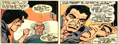 Amazing Spider-Man #48, The two vultures Amazing Spider-Man #48, john romita, blackie drago is talking to the original vulture who lies on his death bed in prison