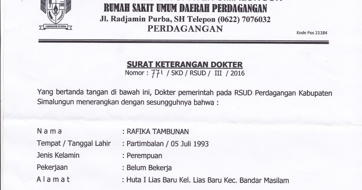 Contoh Surat Keterangan Sehat Jasmani Dan Rohani Dari Dokter Pemerintah Contoh Surat