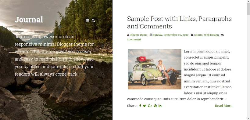 Journal Free Blogger Template