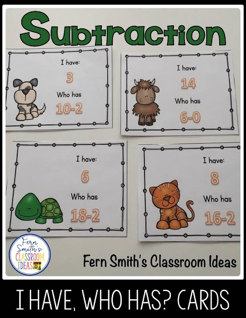 This I Have, Who Has? Subtraction Facts Includes Teacher Directions, Teacher Answer Key and 20 Subtraction Doubles Cards. Perfect for REVIEW! Whole class lessons, tutoring, small RTI groups, all sorts of great ways to use these I Have, Who Has? Subtraction Facts Cards.