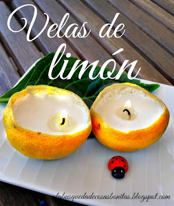 Velas hechas dentro de un limón