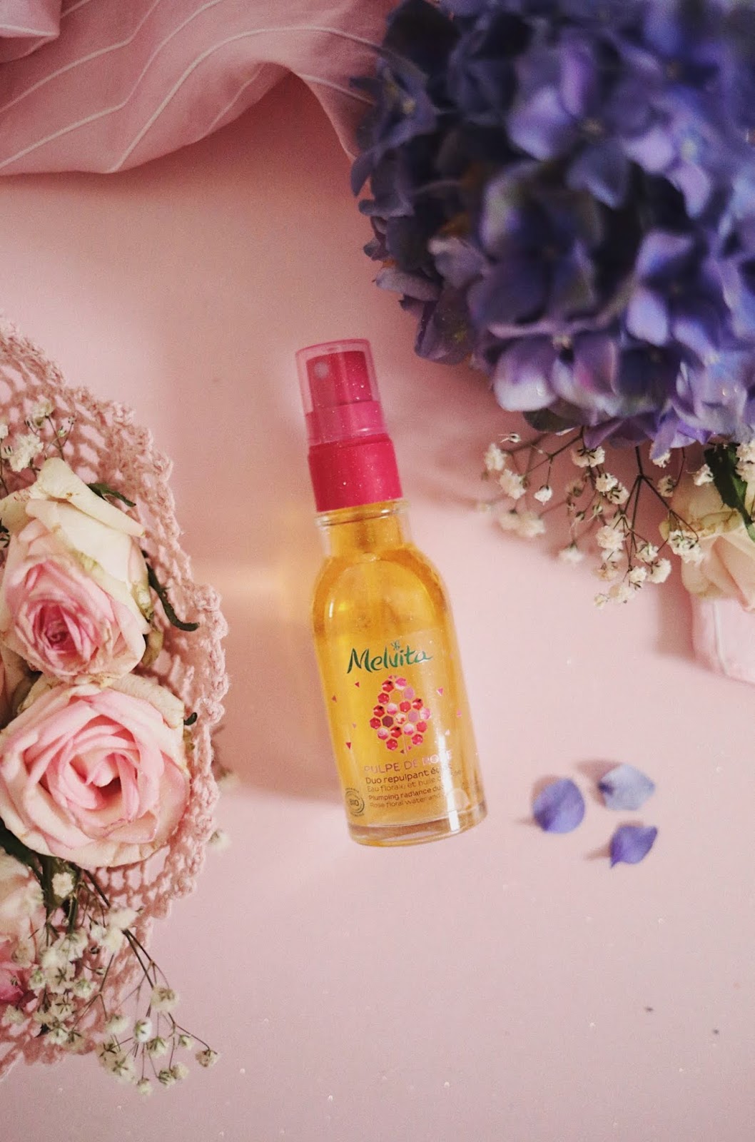 Melvita ,Pulpe de Rose, grenadine RP , rose mademoiselle, rosemademoiselle,rose