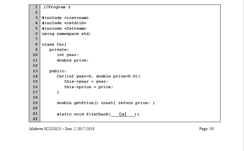 C++ Programming Technique II Object Oriented Programming Past Year ...