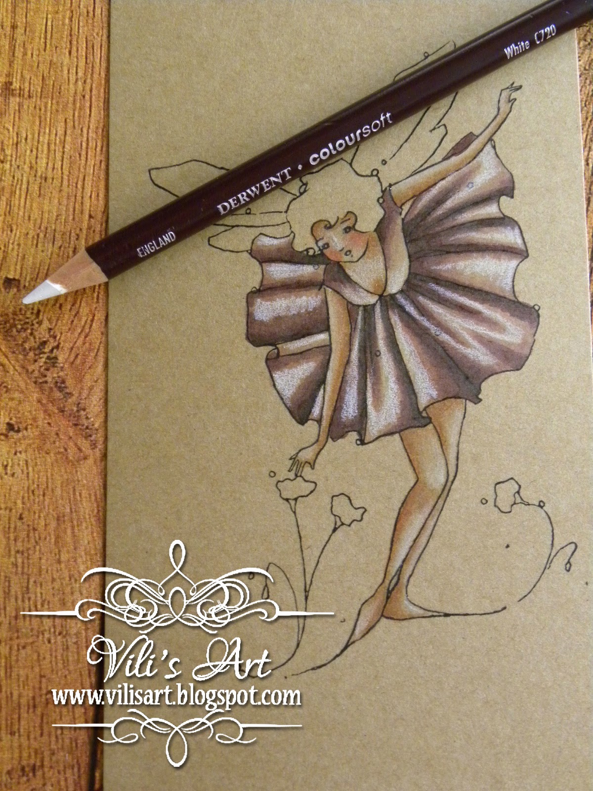 Pencil colouring on kraft paper