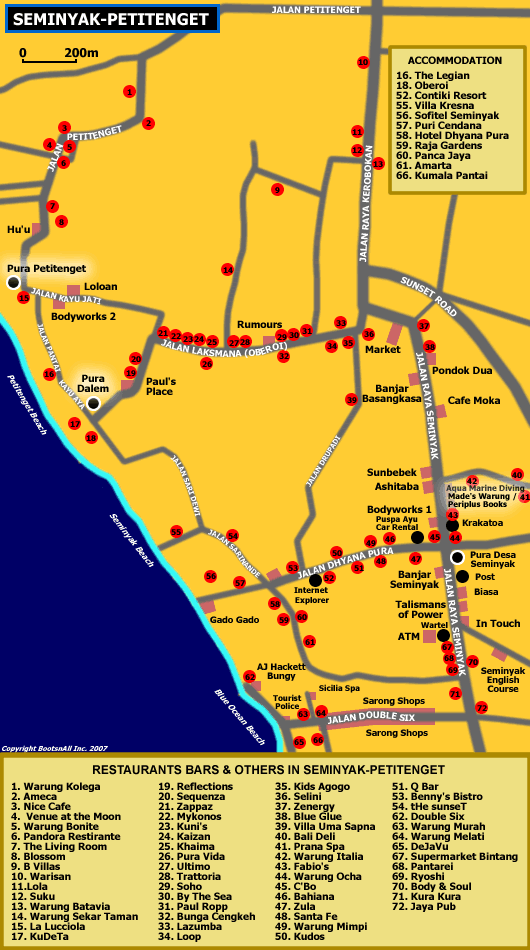 Mapa hoteles en Seminyak