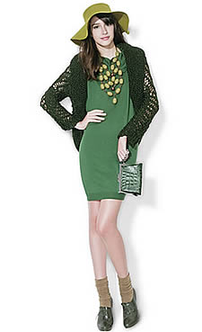 Casaco de tricô verde - Receita e esquema