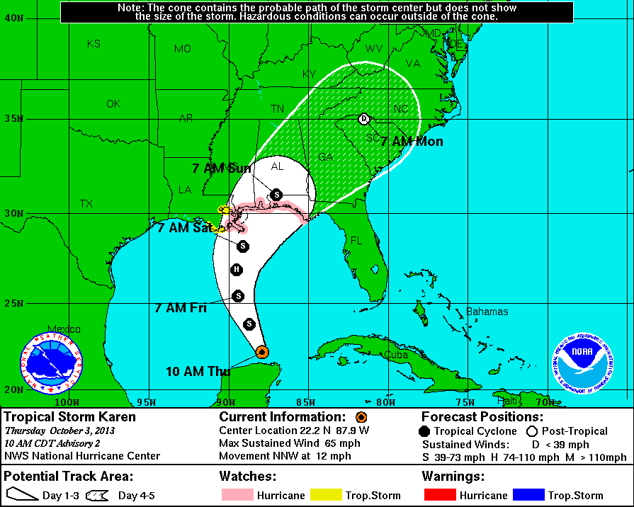 Hurricane Hal's Storm Surge Blog: TS Karen Forms in the SE Gulf of Mexico