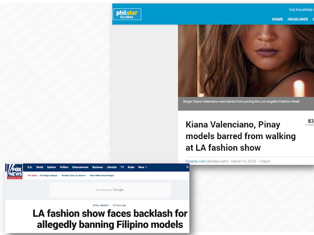 Seven Filipina models including the daughter of a top Filipino performer Gary Valenciano, Kiana, and Miss Earth 2014 Jamie Herrell have denied access to the Los Angeles Fashion Week. Eric Rosete, the producer of the show, said that he didn’t want Filipino models to walk on his runway show, according to makeup artists Cherry Ordoñez and Alan del Rosario. There were also reports that an LA fashion week staff asked the Filipino models to leave.  However, Rosete clarified that the said incident was not about the Filipina models or racism. He said that he had problems with Jacob Meir,  the Stars Fashion House founder who invited the Filipino models to the show.  Advertisement         Sponsored Links       LA fashion week is on a backlash after one of its shows allegedly banned Filipina models.  Fashion label For the Stars Fashion House denied backstage access to singer Kiana Valenciano together with six other Filipino models.       Eric Rosete, the producer of the show, said that he didn’t want Filipino models to walk on his runway show, according to makeup artists Cherry Ordoñez and Alan del Rosario.  There were also reports that an LA fashion week staff asked the Filipino models to leave.   “This is just going to make us tougher. What doesn’t kill you makes you stronger.” - my daughter Kiana on not being allowed to walk on the LA FASHION WEEK opening show. Former Miss Earth Jamie Herrell and Kiana together with 5 Filipino models (some of who had previously walked on the ramp for Fashion Week) were not being allowed to walk of the ramp for LA FASHION WEEK. “No Filipinos allowed to walk on the ramp!” We want to ask WHY? It was bad enough that you didn’t want to allow the girls but was there a need to publicly humiliate them? And there were only three designers on that 9pm slot. And two were Filipino - Rocky Gathercole and Resty Lagare. Filipino models could not walk for the Filipino designers? Thank you to Jacob Meir of For the Stars Fashion House for standing his ground and fighting for the Filipinos as the five models, Jamie and Kiana were his personal choices. 👏🏻👏🏻👏🏻👏🏻 Thank you to @verygathercole @coutureprince @eliemadi for standing by the Philippine models, Jamie and Kiana. @forthestarsfashionhouse @kianavee @jherrell94 @cherryssalon @victoria_belo @johnlozano10 @rajolaurel @tony33chua @manilagenesis @garyvalenciano @chuckgomez05 @pacificrimvideo @kris_p_pata @kathlynanne @sthanlee @steve_angeles_ @noreen_lanie @petergonzaga salamat. The world is getting darker. We actually ought to just choose to be kind and just. What an experience ! Thank God our daughter lives for far more than just fame and glory. #kianavalenciano #kiana #lafashionweek #spreadlove @erikrosete  A post shared by Angeli Pangilinan Valenciano (@angelipv) on Mar 14, 2018 at 3:11am PDT     Designers Gathercole and Lagare stood by the models and said they will be hosting their show at a later date.  The incident has sparked social-media outrage. However, Erik Rosete aired his side through a social media post which is now deleted.       Meanwhile, the rejection from LA Fashion Week drew criticisms and pageant enthusiast page, The Philippine Pageantry demanded an apology from the organizers for discriminating Filipinos. “We demand an apology Los Angeles Fashion Week and rectification on the discrimination against us Filipinos,” the page wrote.          Read More:  5 Signs A Person Is Going To Be Poor And 5 Signs You Are Going To Be RichTips On How To Handle Money For OFWs And Their Families How Much Can Filipinos Earn 1-10 Years After Finishing College?   Former Executive Secretary Worked As a Domestic Worker In Hong Kong Due To Inadequate Salary In PH    Beware Of  Fake Online Registration System Which Collects $10 From OFWs— POEA      Is It True, Duterte Might Expand Overseas Workers Deployment Ban To Countries With Many Cases of Abuse?  Do You Agree With The Proposed Filipino Deployment Ban To Abusive Host Countries?