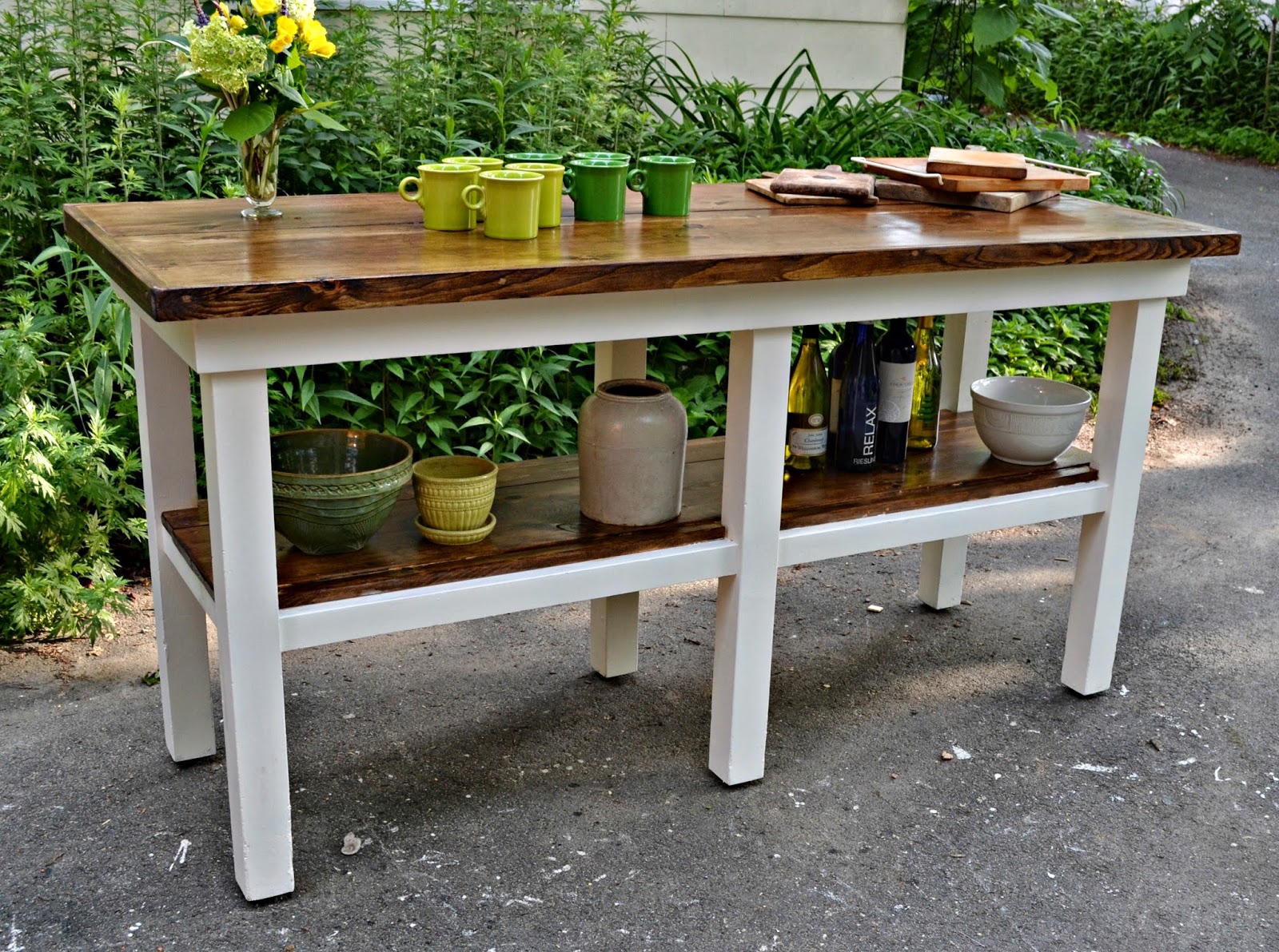 Heir and Space An Antique Work Bench Turned Kitchen Island