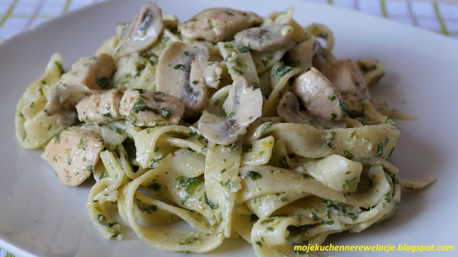 Moje Kuchenne Rewelacje Tagliatelle z kurczakiem, szpinakiem i