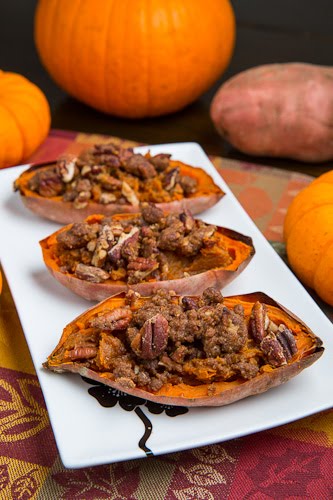 Twice Baked Bourbon Sweet Potato with Pecan Streusel (aka Individual Sweet Potato Casserole) Twice Baked Bourbon Sweet Potato with Pecan Streusel (aka Individual Sweet Potato Casserole)