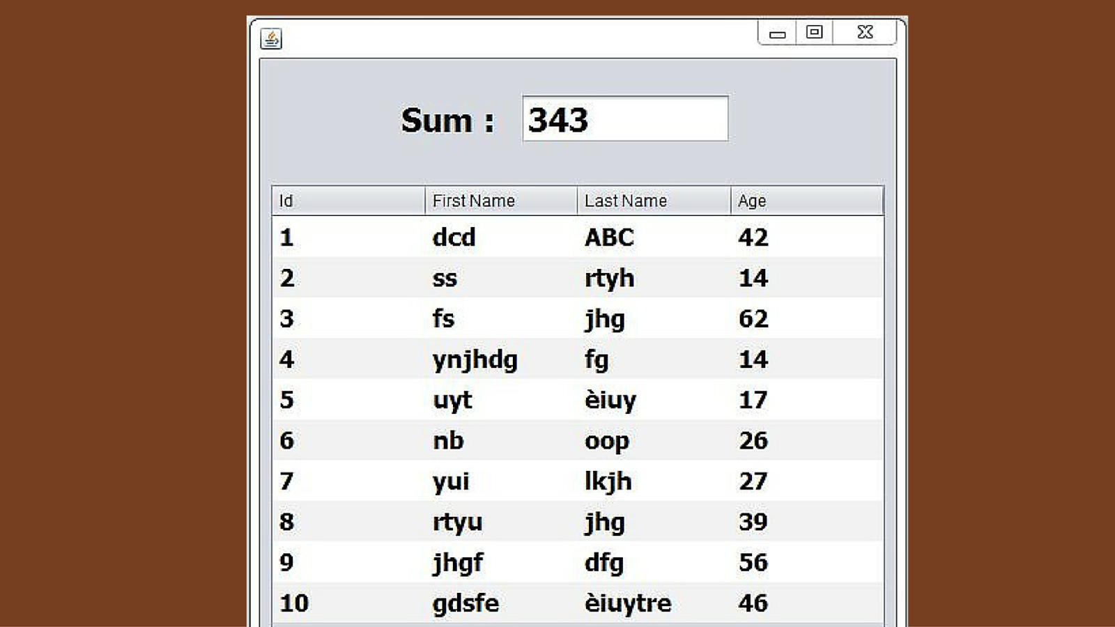 Values get java. JTABLE java. @Column java. Java Double min Max values. Sum value.