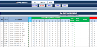 Format Laporan Tahunan Aplikasi Excel Stock Persediaan Barang versi 3