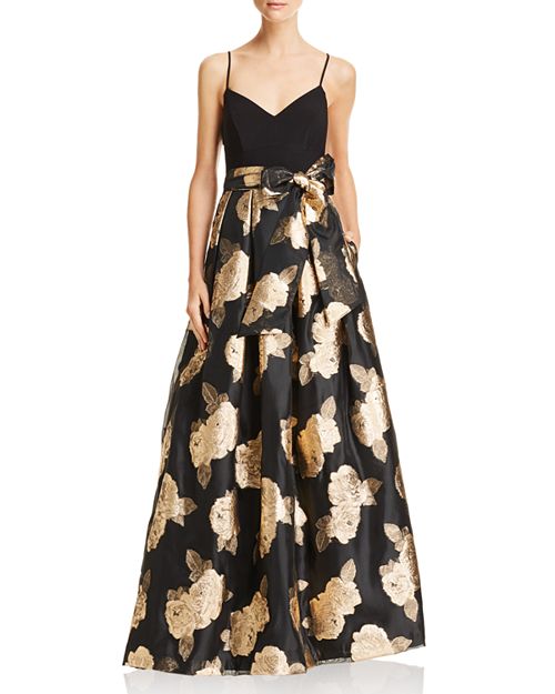 Metallic Floral Ball Gown