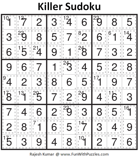 Killer Sudoku Puzzle (Fun With Sudoku 342)