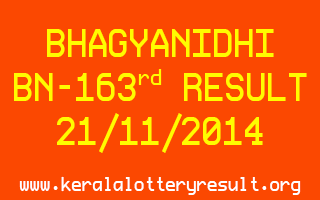 BHAGYANIDHI Lottery BN-163 Result 21-11-2014