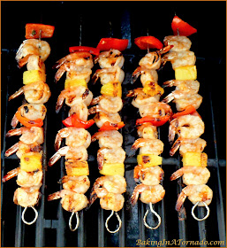 Thai Shrimp Skewers: shrimp marinated and skewered with red pepper and pineapple, a flavorful dinner that grills up in minutes. | Recipe developed by www.BakingInATornado.com | #recipe #dinner #shrimp