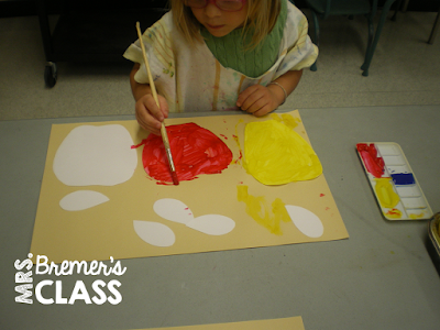 Fall apple art activities with a focus on mixing colors