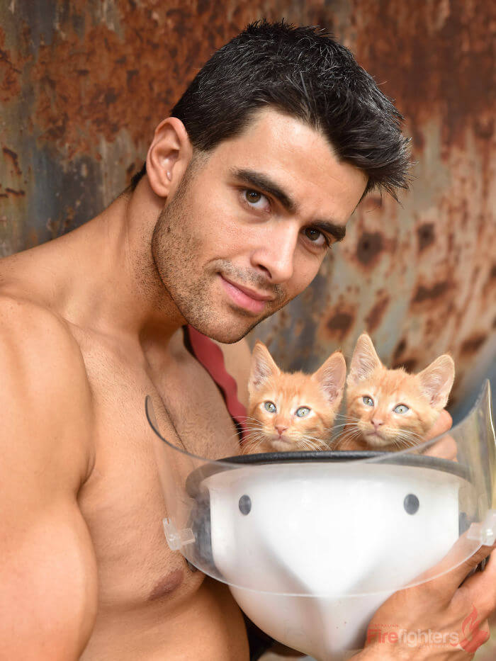 Firefighters Pose With Adorable Animals For 2019 Charity Calendar And The Pictures Are Hot!
