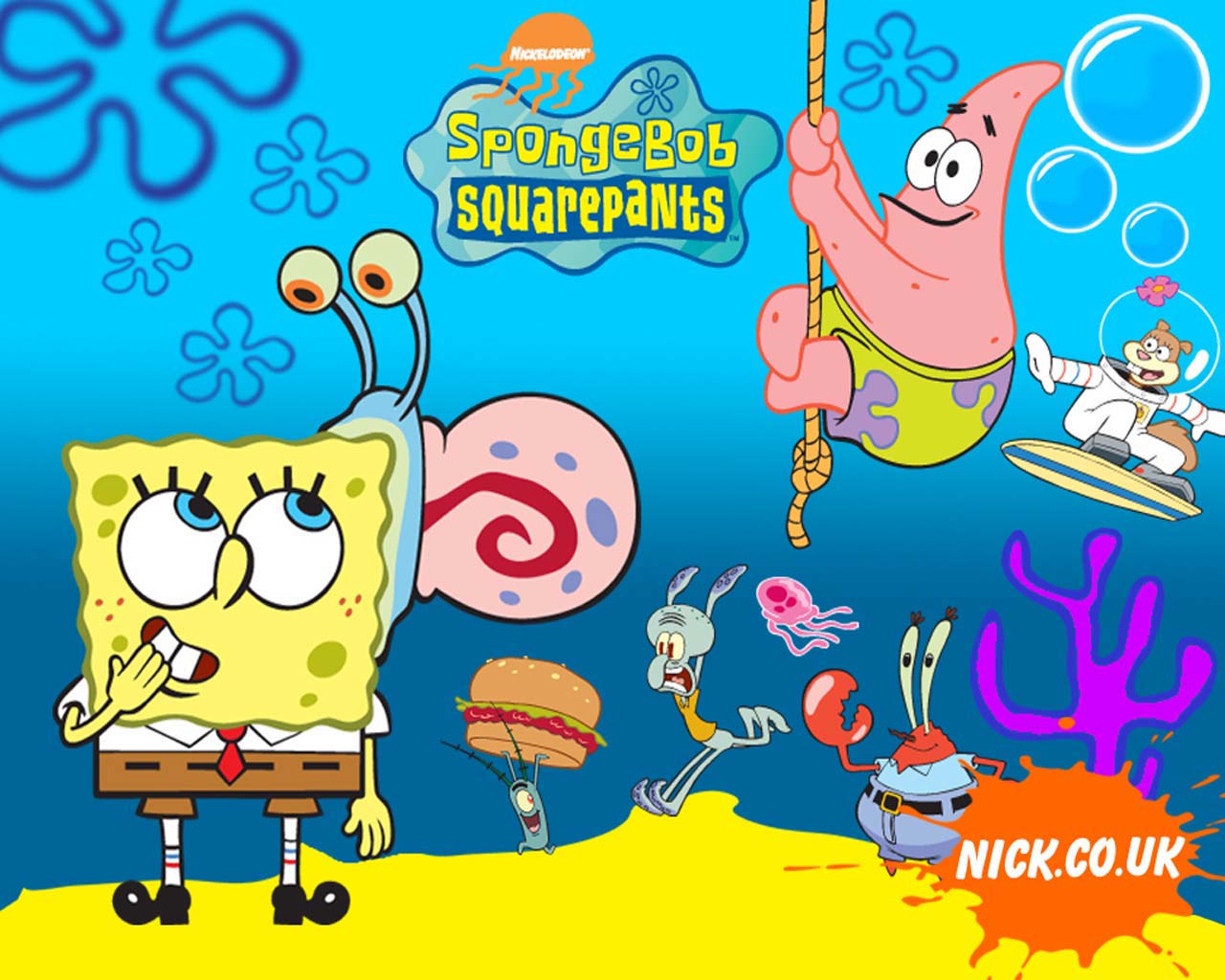 spongebob plays with friends spongebob wallpaper